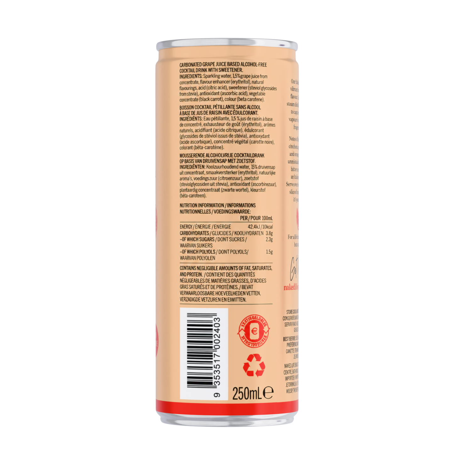 Naked Life Non-Alcoholic Cocktail Italian Spritz 1x250ml